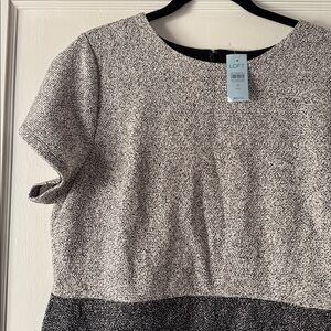 LOFT Two-Tone Gray Midi Sheath Dress